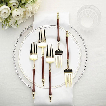 Home Collection Pack of 24 Gold Brown Plastic Forks Roman Column Handle 8"