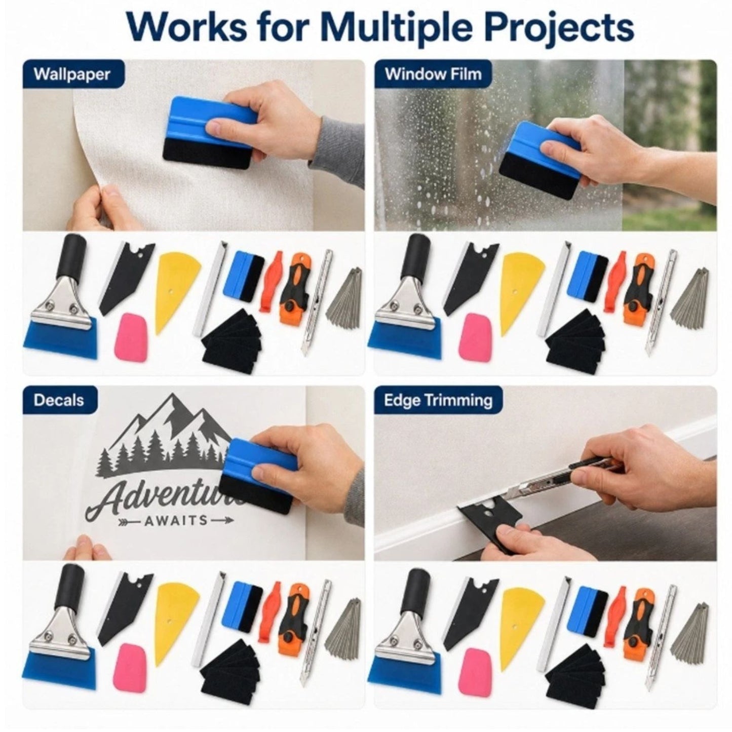 Home Collection Window Tint Tool Kit Squeegee Scraper Set