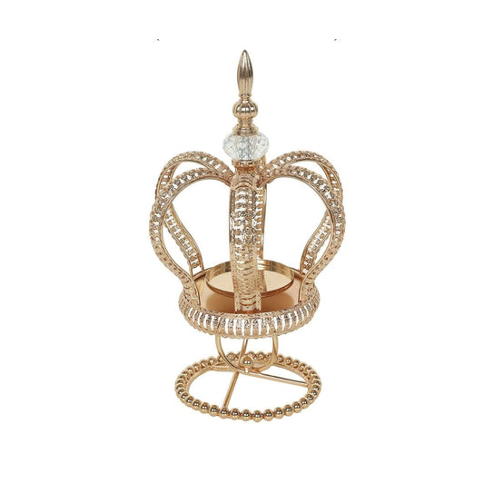 Home Collection Metal Gold Crown Spiral Pillar Candle Holder 13 Inch