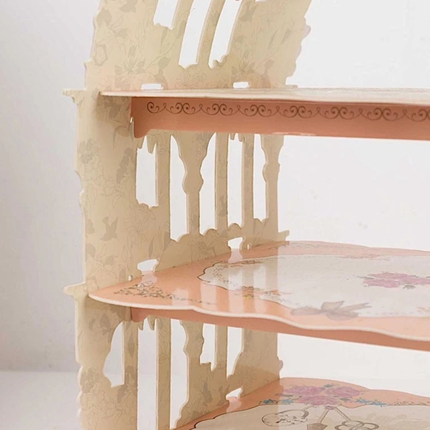 Home Collection 3Tier White Peach Birdcage Cupcake Stand