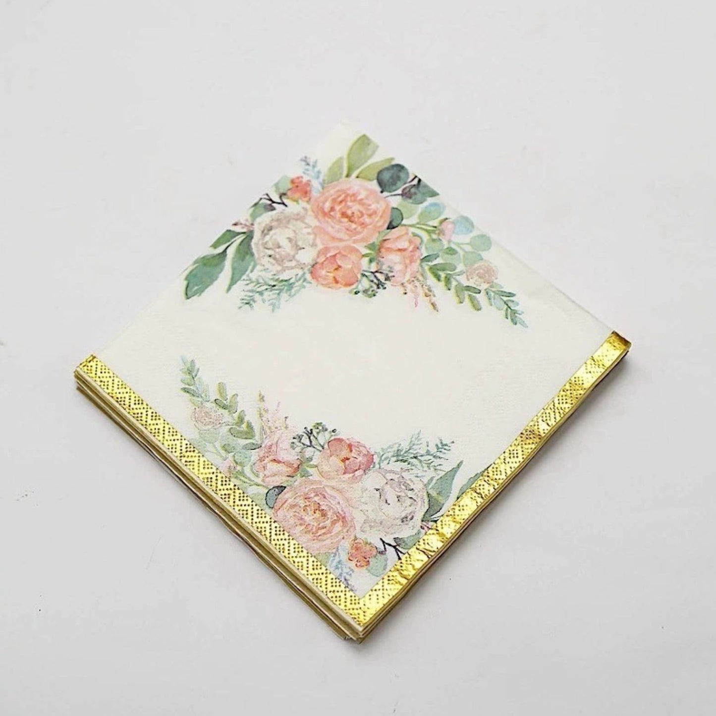 Home Collection 20-Pack White & Gold Paper Napkins 13"x13"