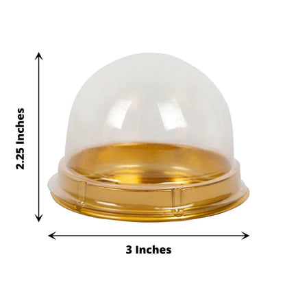 Home Collection Pack of 50 Round Mini Cupcake Boxes Clear Gold 3 Inch with Dome Lid