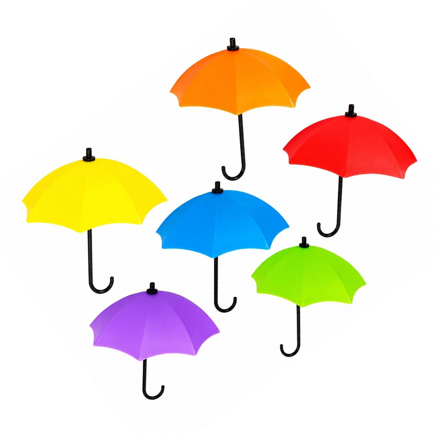 Home Collection Pack of 6 Umbrella Wall Hooks Colorful Decorative Holder