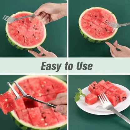 Home Collection 2in1 Stainless Steel  Watermelon Slicer and Carving Fork Tool