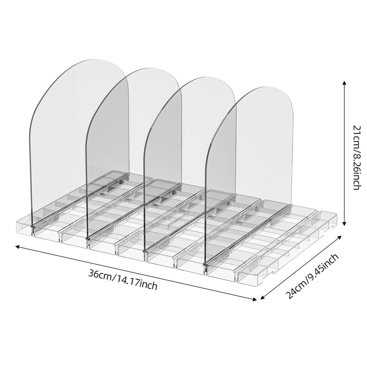 Home Collection Pack of 4 Clear Acrylic Purse Organizer for Closet Adjustable Shelf Dividers