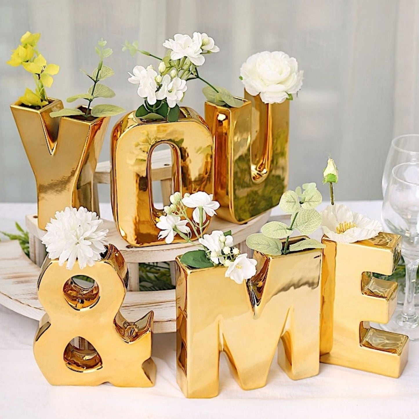 Home Collection Decorative Ceramic Letter Flower Vase 6 Inch
