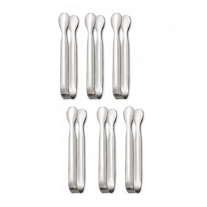 Home Collection Pack of 6 Stainless Steel Mini Serving Tongs Set