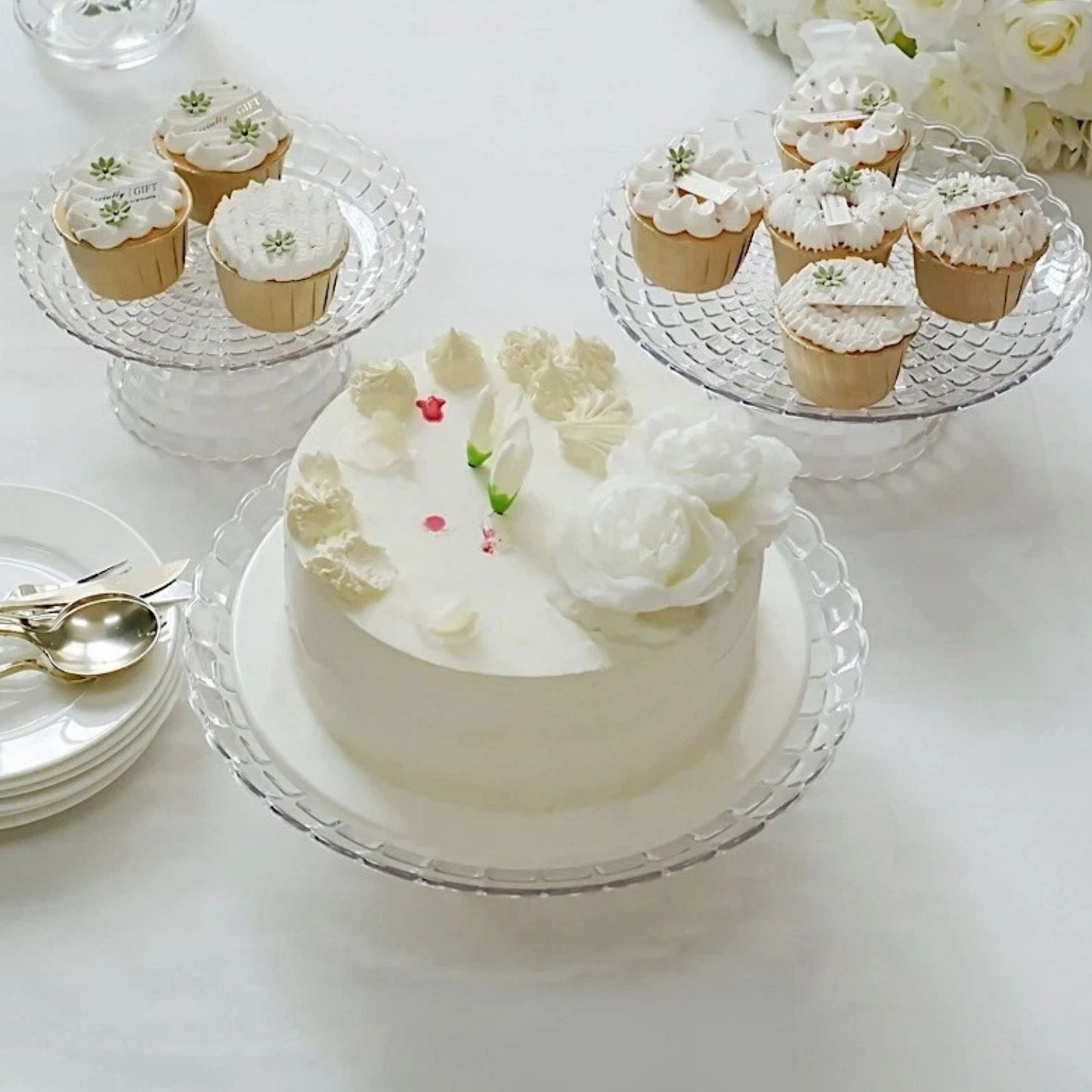 Home Collection Stackable Clear Plastic Cupcake Stands