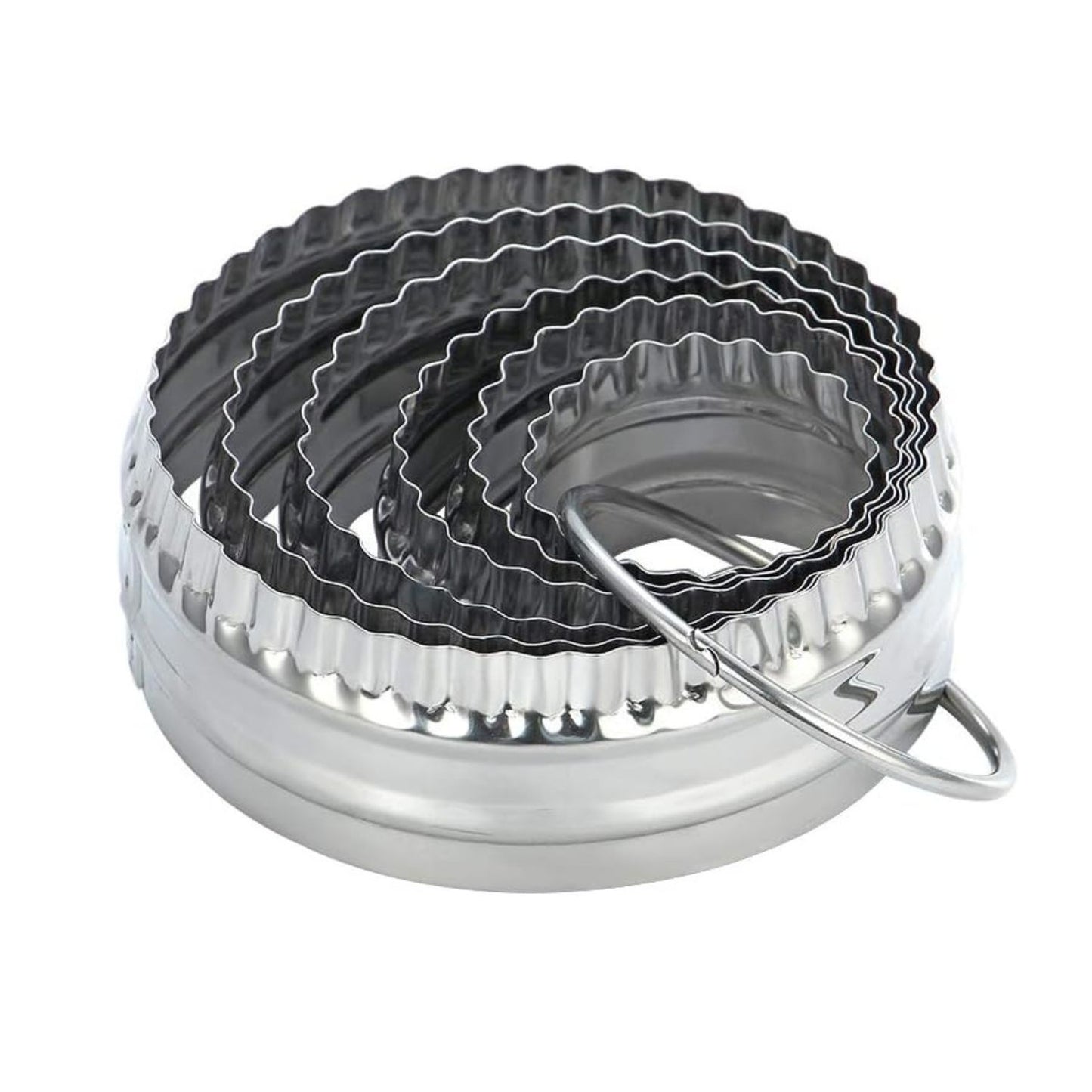 Home Collection Pack of 6 Fluted Cookie Cutter Set Double-Sided Stainless Steel Biscuit Cutters