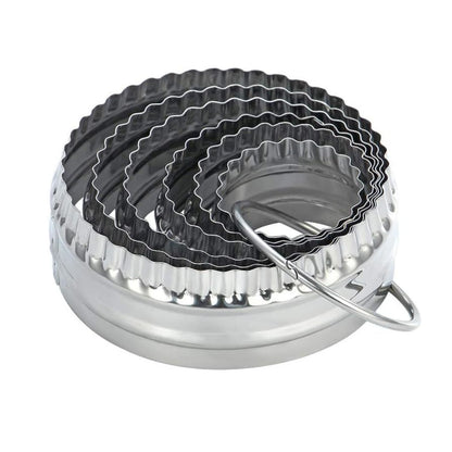 Home Collection Pack of 6 Fluted Cookie Cutter Set Double-Sided Stainless Steel Biscuit Cutters