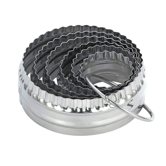 Home Collection Pack of 6 Fluted Cookie Cutter Set Double-Sided Stainless Steel Biscuit Cutters