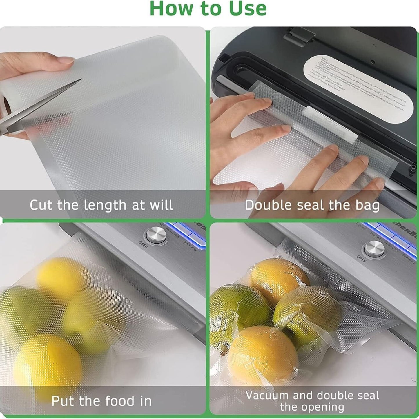 Home Collection Vacuum Sealer Bags 8"x196" Food Saver Roll