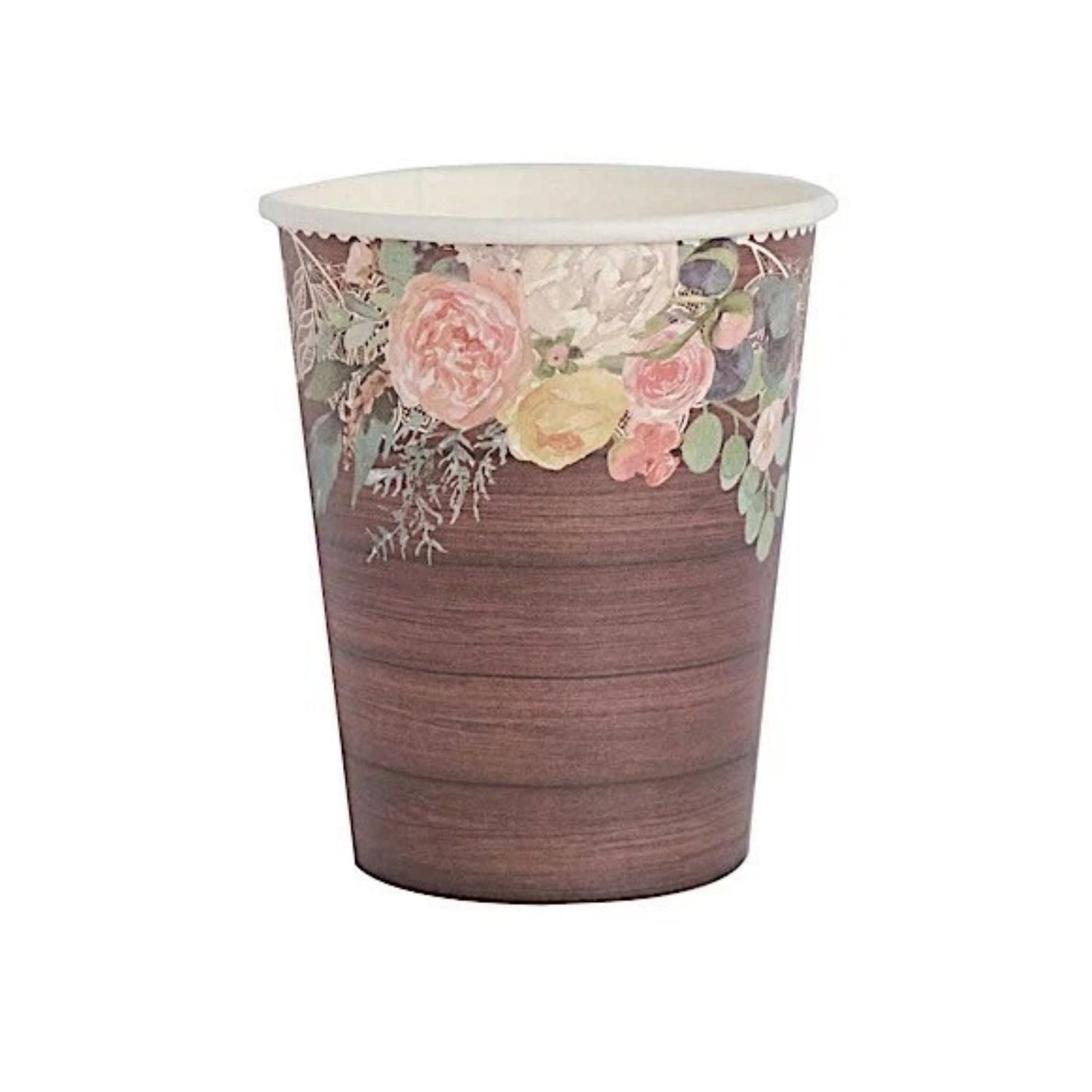 Home Collection Pack of 24 Brown Rustic Wood Print Paper Cups
