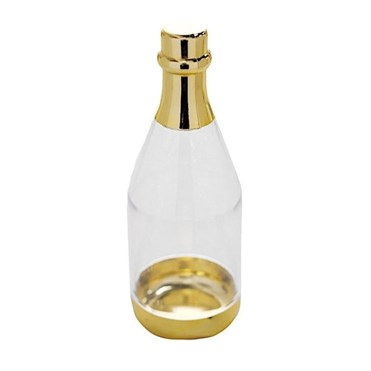 Home Collection Pack of 12 Mini Champagne Bottle Favor Clear and Gold 6"
