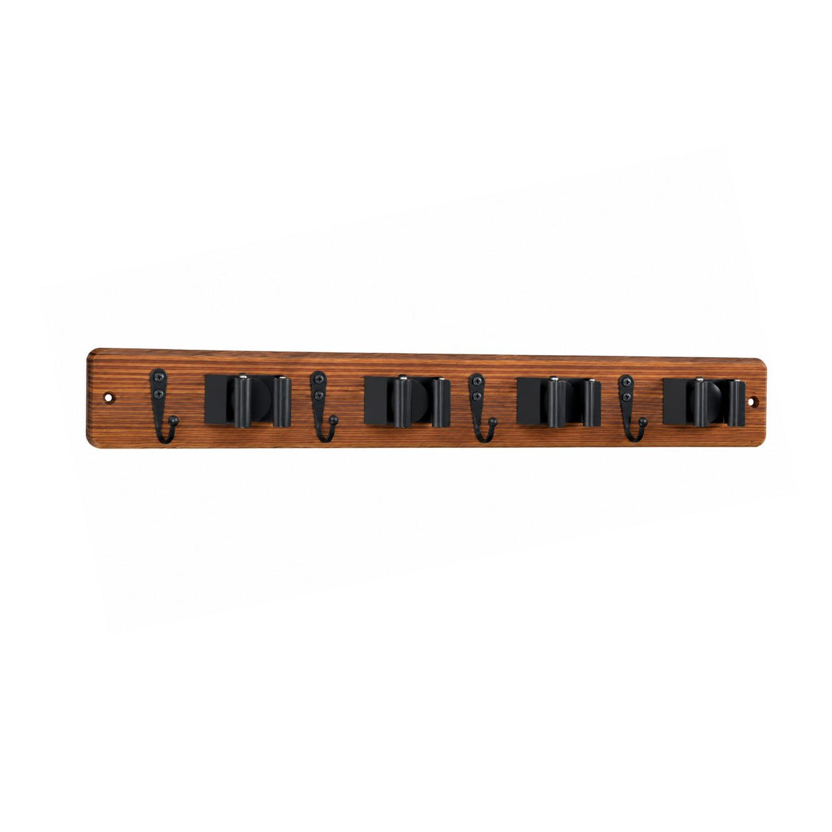 Home Collection Wall Mounted Mop and Broom Holder with 4 Grips and 4 Hooks