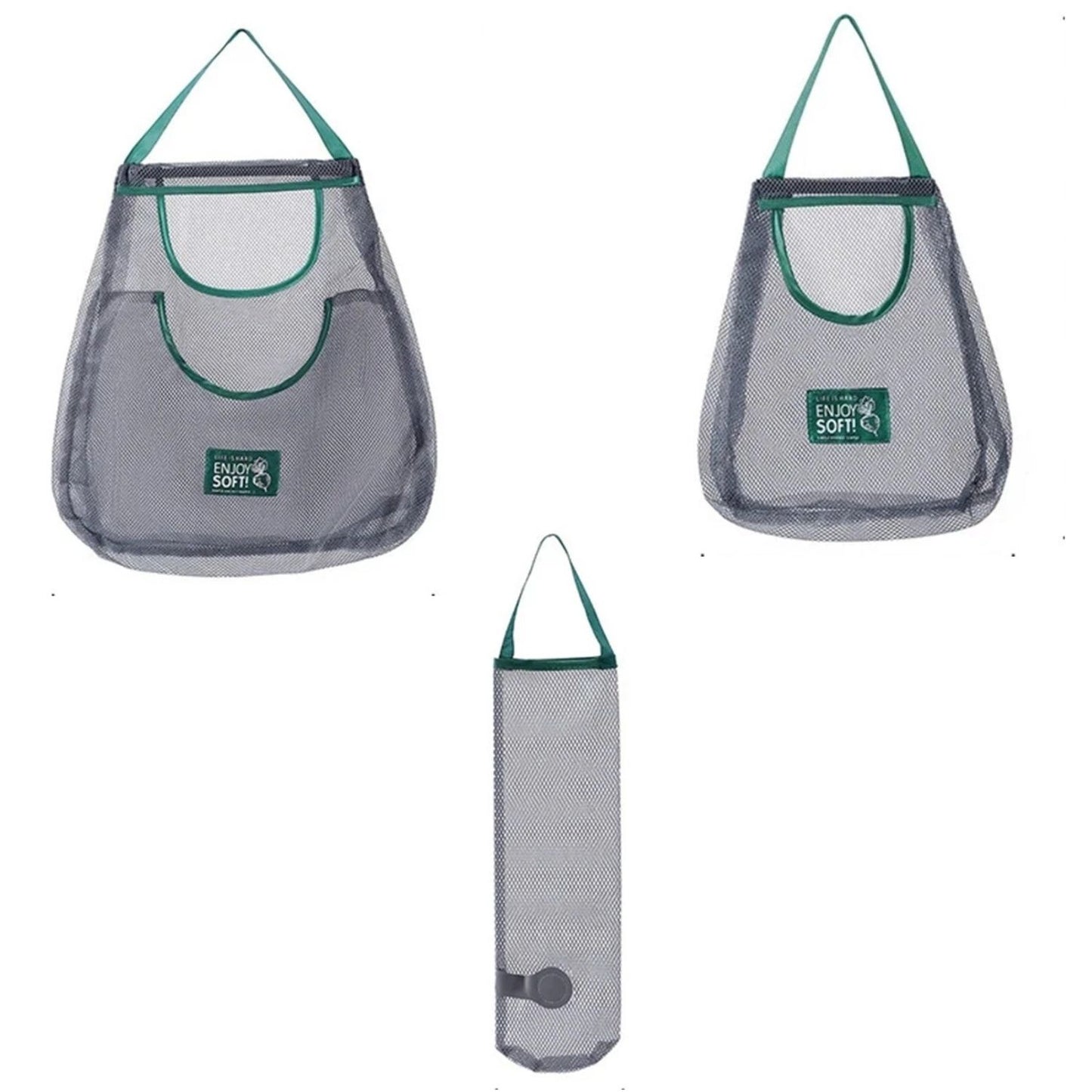 Home Collection Pack of 3 Mesh Produce Bags Hanging Fruit and Vegetable Storage Bag