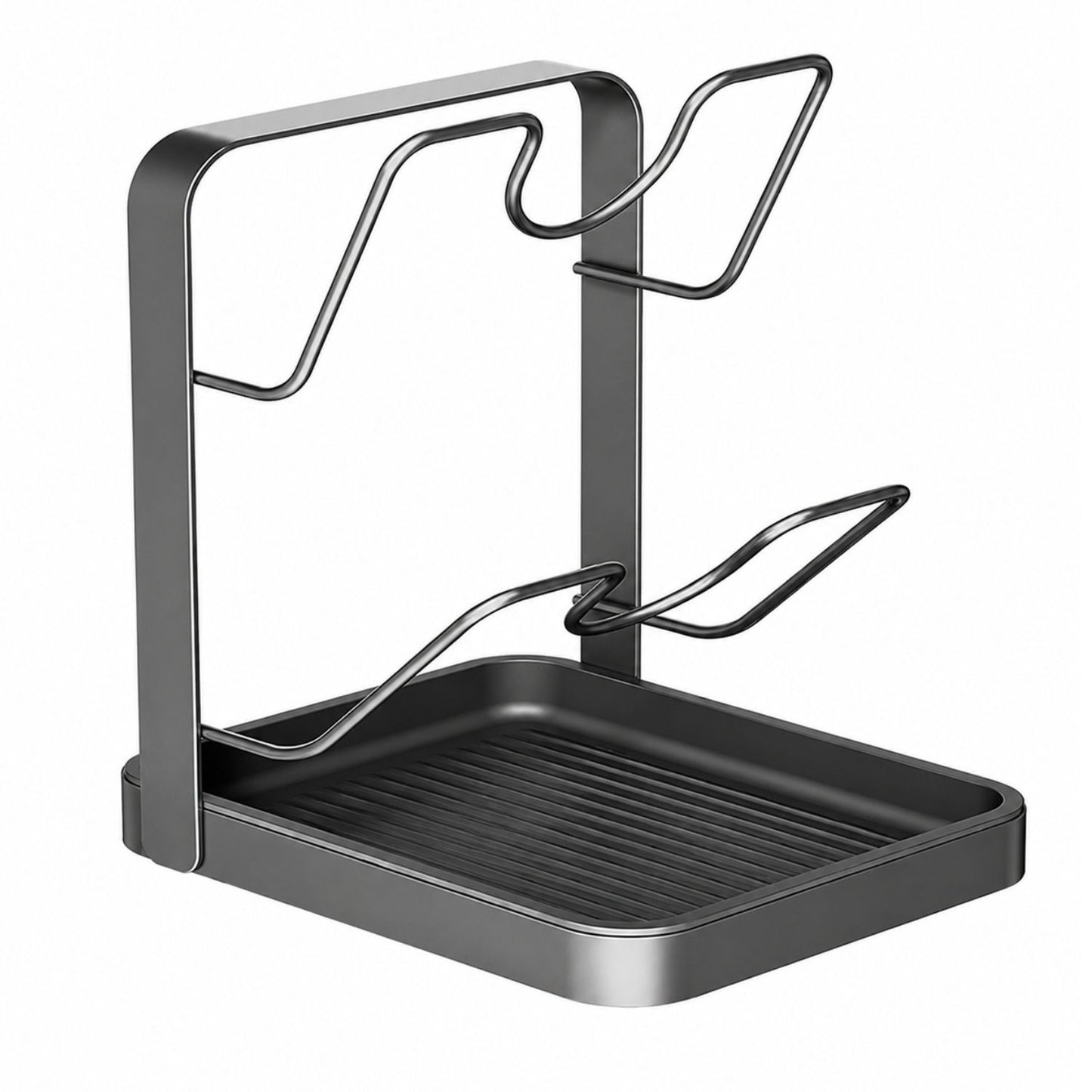 Home Collection 2 Tier Kitchen Pot Lid Storage Rack with Detachable Drip Tray