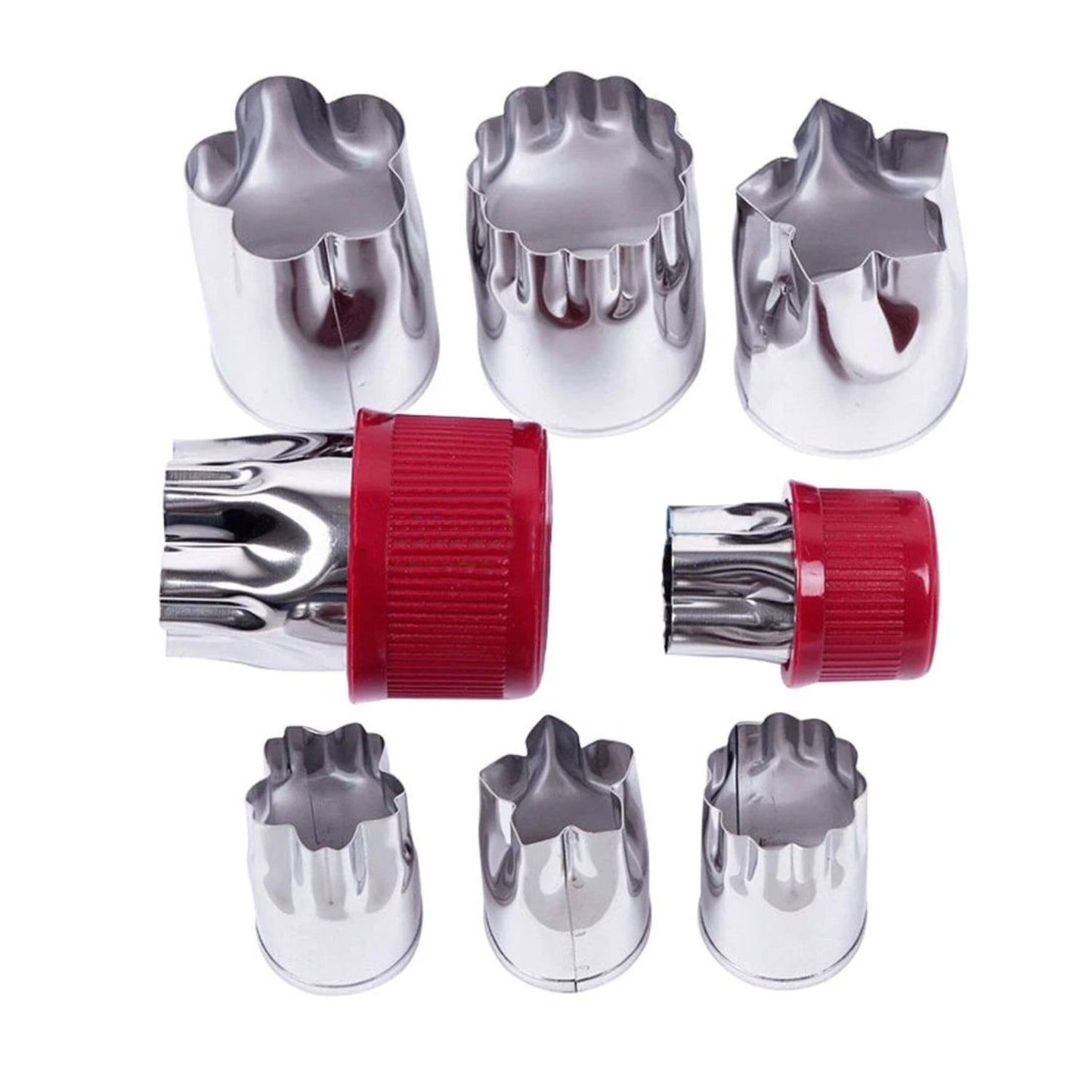 Home Collection 8Pcs Stainless Steel Flower Shape Fruit and Vegetable Cutter Mold Set