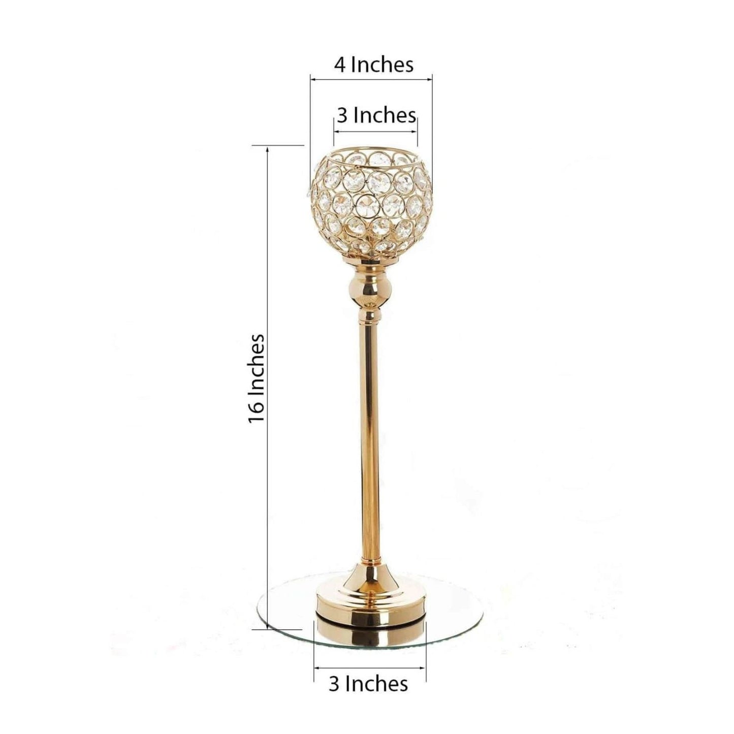 Home Collection Tall Beaded Ball Candle Holder Gold 16"