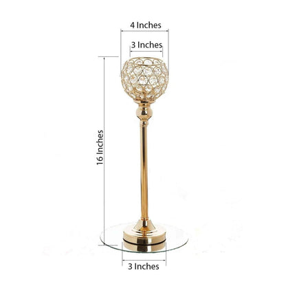 Home Collection Tall Beaded Ball Candle Holder Gold 16"