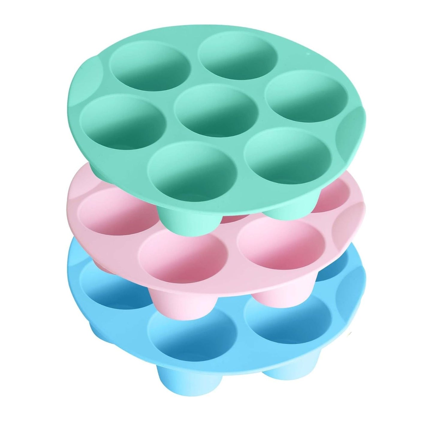 Home Collection Pack of 3 Silicone Egg Bite Molds 7-Cup Nonstick Air Fryer Muffin Pans