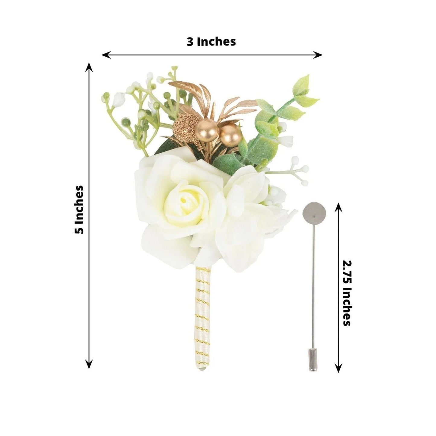 Home Collection Pack of 2 White Silk Rose Boutonniere
