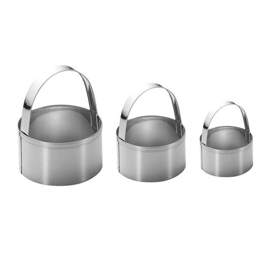 Home Collection Pack 3 Stainless Steel Round Biscuit Cutter Set with Handles Assorted Sizes