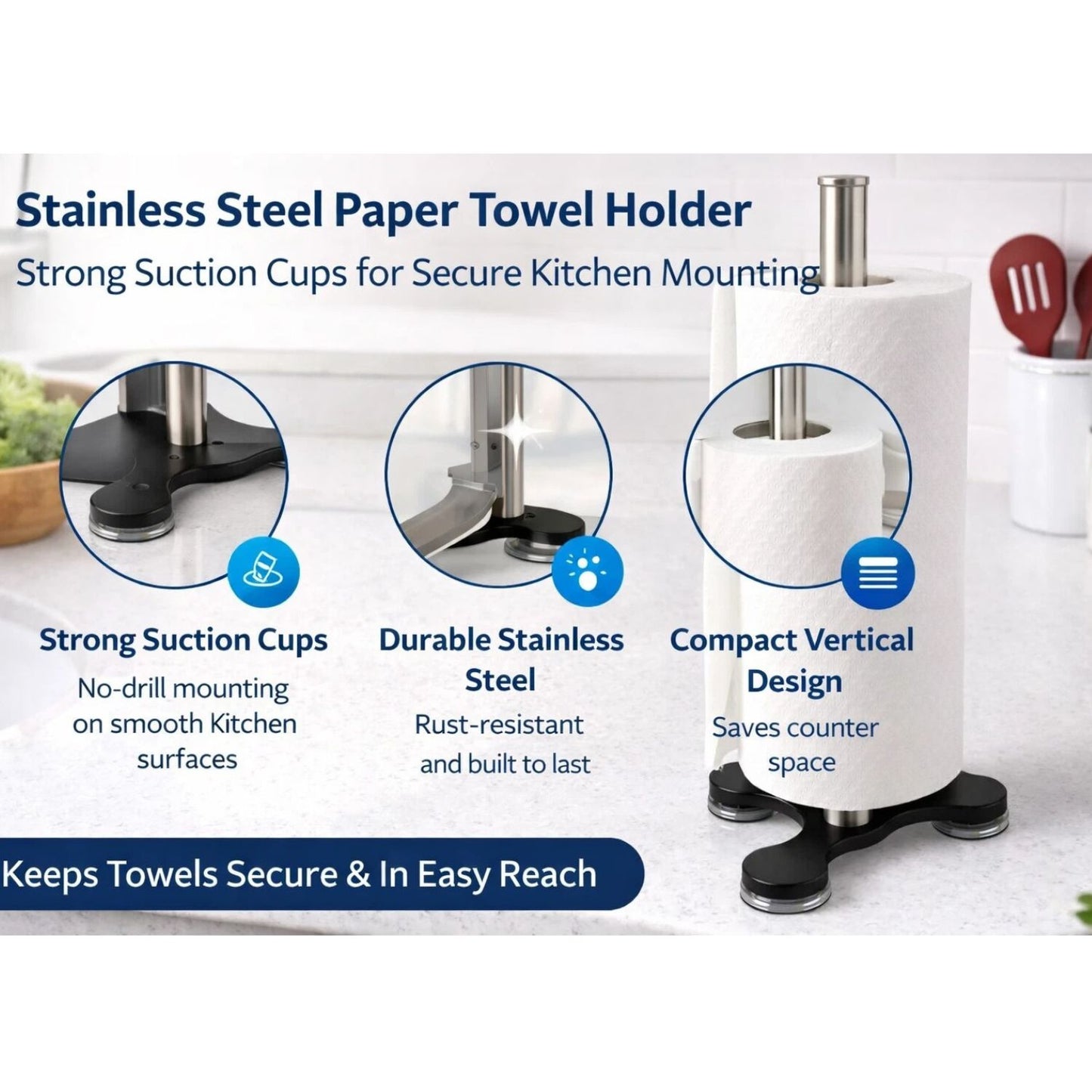 Home Collection Black Stainless Steel Paper Towel Holder
