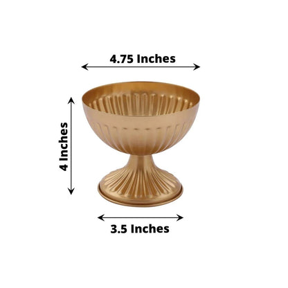 Home Collection 2-Pack Gold Ribbed Bowl-Style Mini Compote Vases 4"