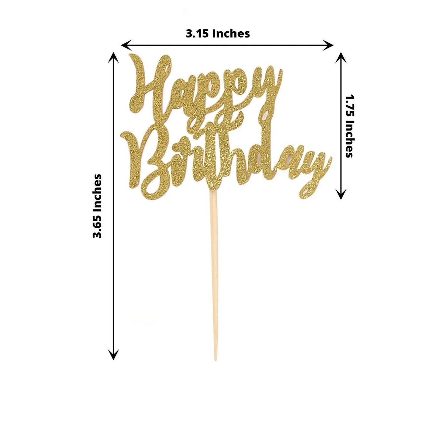 Home Collection 24-Pack Gold Glitter Happy Birthday Cupcake Toppers