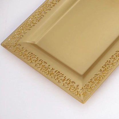 Home Collection Pack of 4 Gold Plastic Rectangle Serving Trays 14"