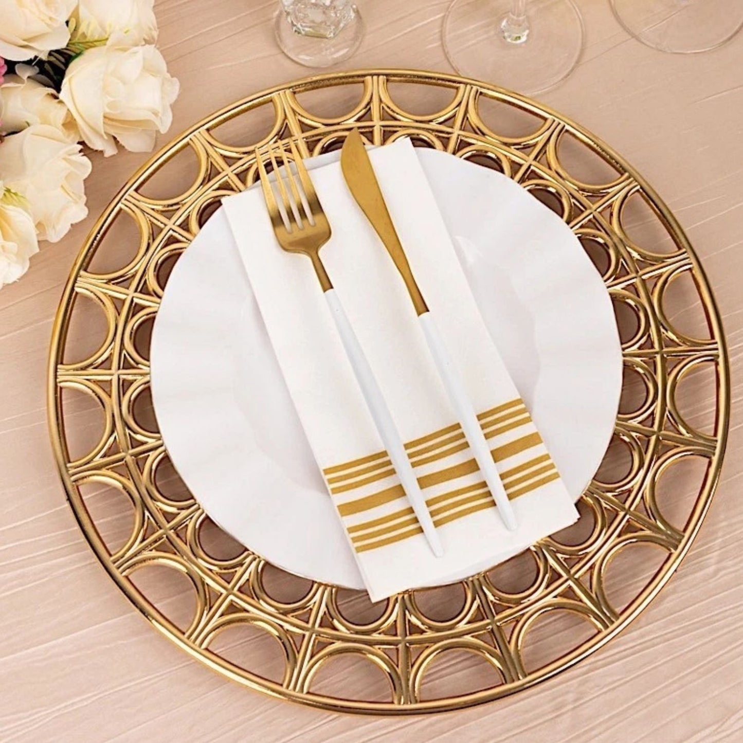 Home Collection Metallic Acrylic Plastic Charger Plates Gold 13 Inch