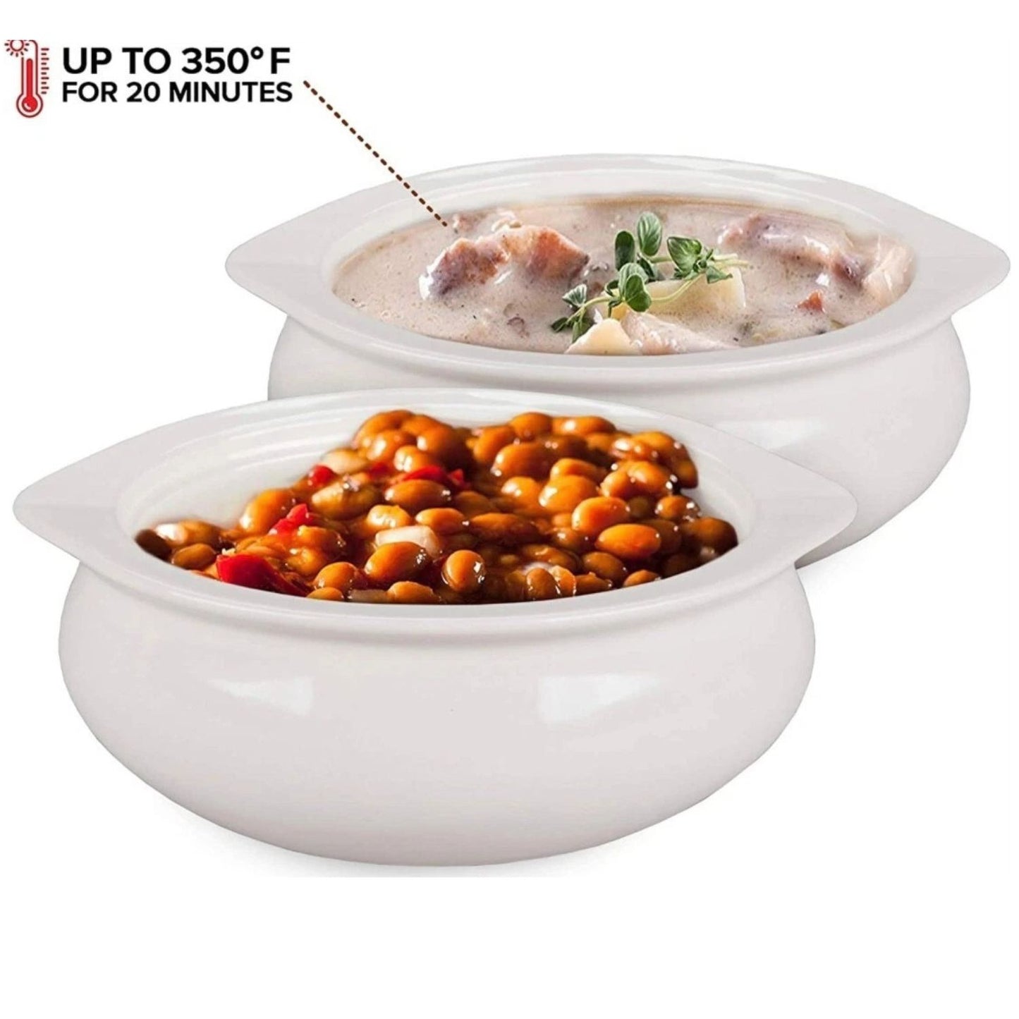 Home Collection Set of 4 French Onion Soup Crocks 12 oz White