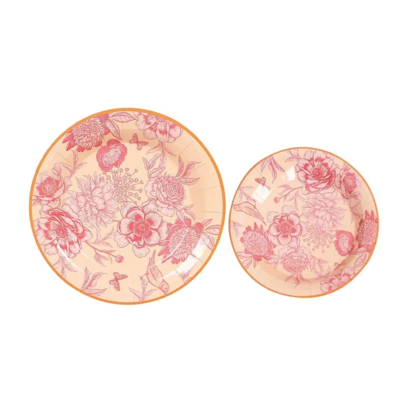 Home Collection  Pack of 50 Dusty Rose Floral Dessert and Dinner Plates with Gold Rim