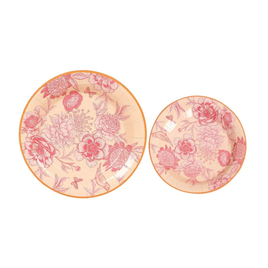 Home Collection  Pack of 50 Dusty Rose Floral Dessert and Dinner Plates with Gold Rim