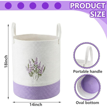 Home Collection Cotton Rope Laundry Hamper with Handles 14x18-Inch
