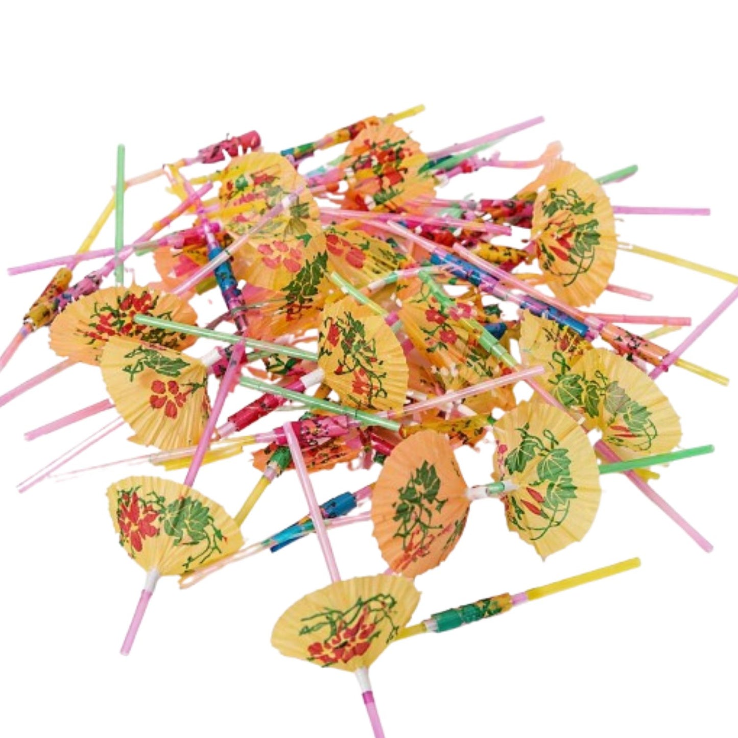 Home Collection Pack of 50 Assorted Mini Umbrella Drinking Straws