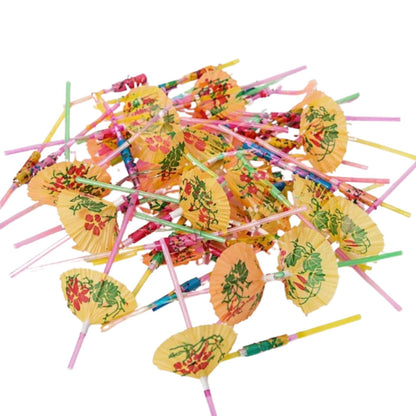 Home Collection Pack of 50 Assorted Mini Umbrella Drinking Straws