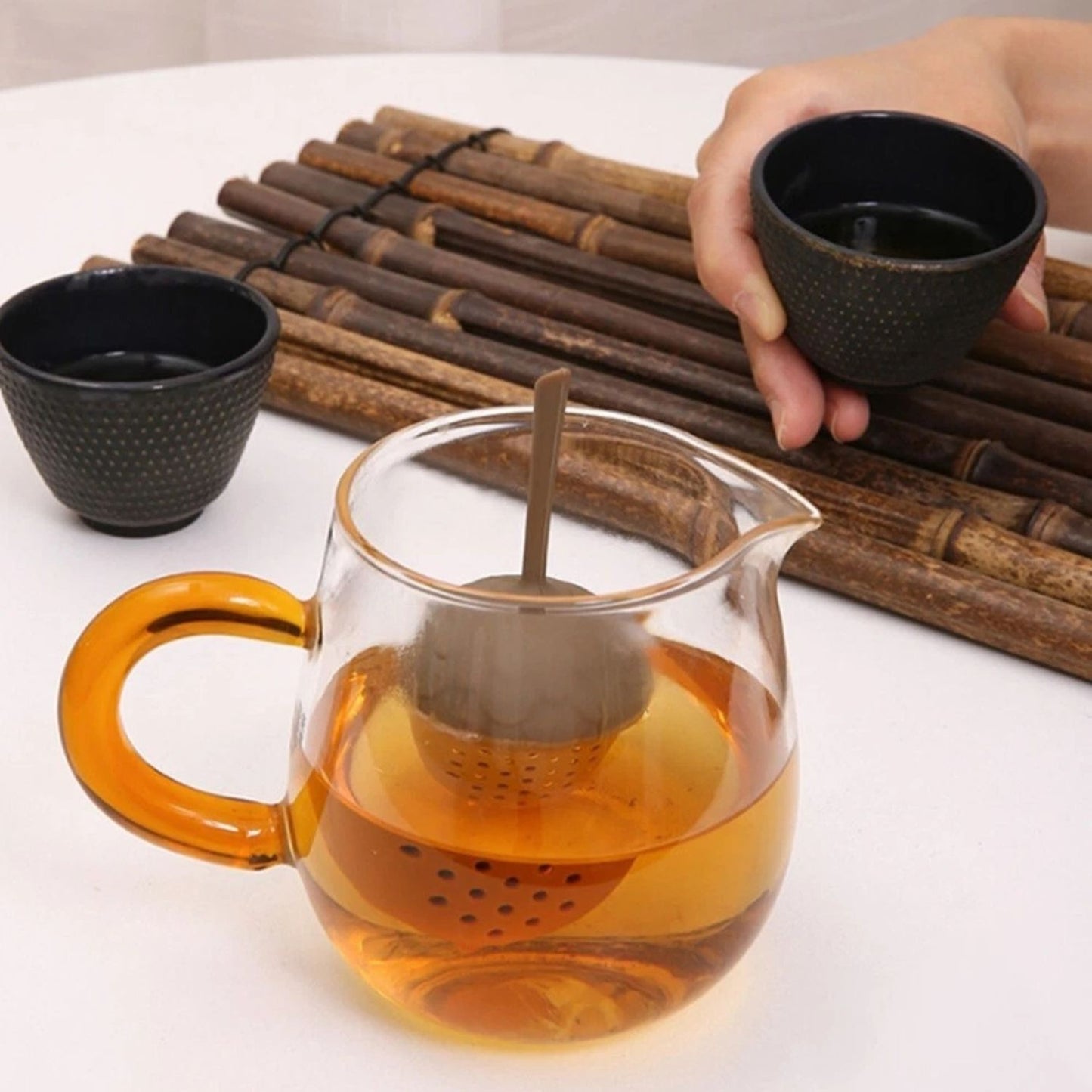 Home Collection Long Handle Pine Cone Silicone Tea Infuser