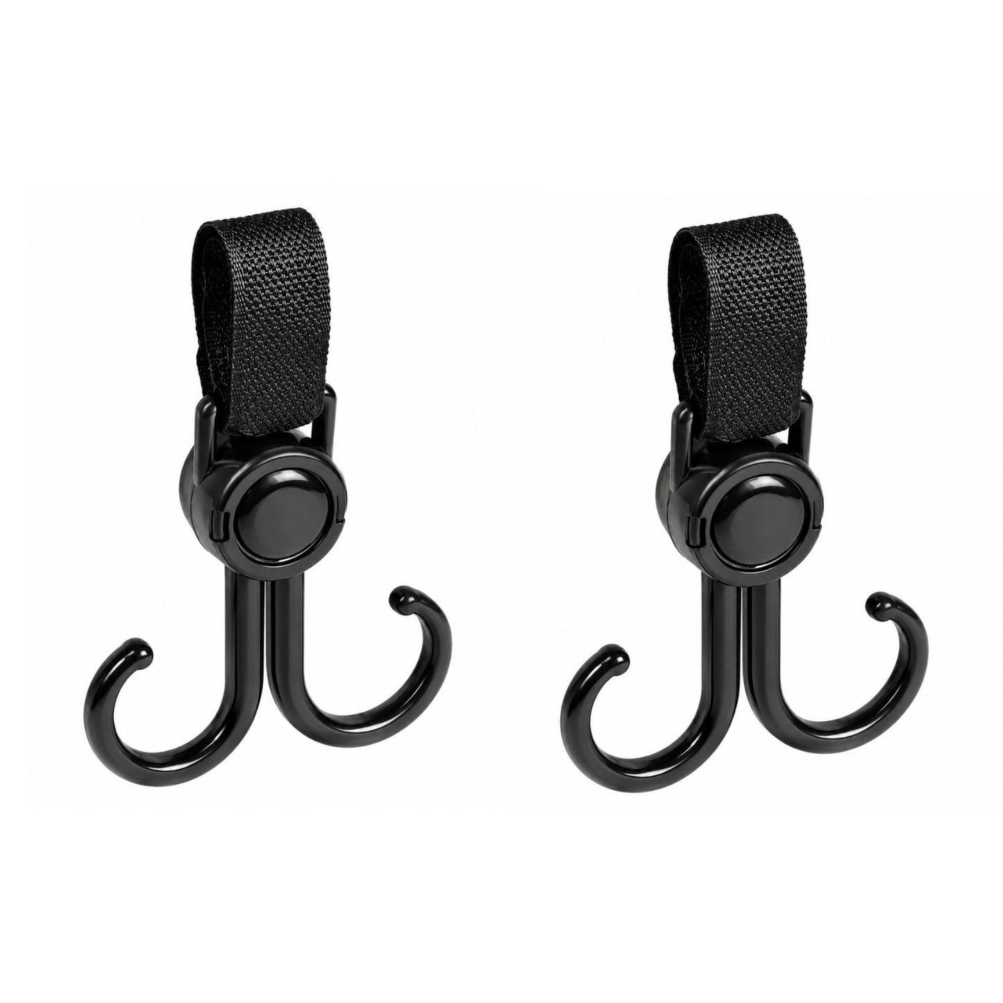 Home Collection Pack of 4 Rotatable Stroller Hooks Double Hangers with Adjustable Straps