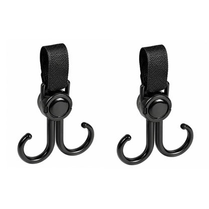 Home Collection Pack of 4 Rotatable Stroller Hooks Double Hangers with Adjustable Straps