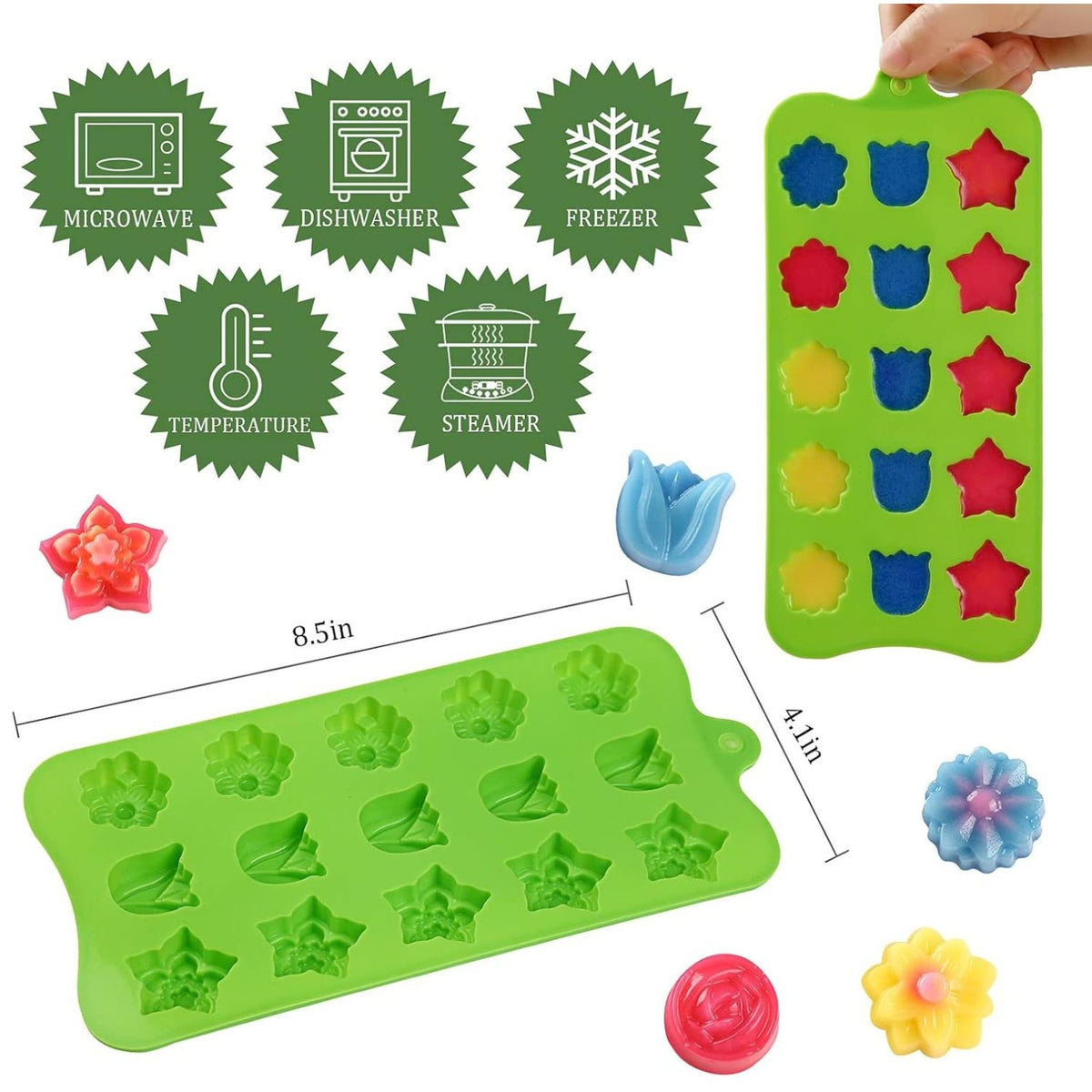 Home Collection Pack of 6 Silicone Chocolate Candy Mold Set 15-Cavity