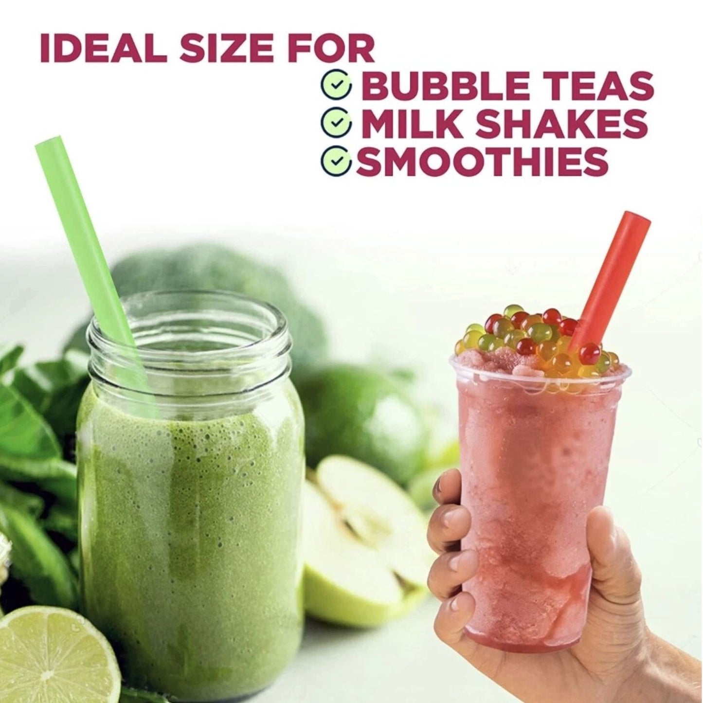 Home Collection Jumbo Boba Smoothie Straws 8.5"