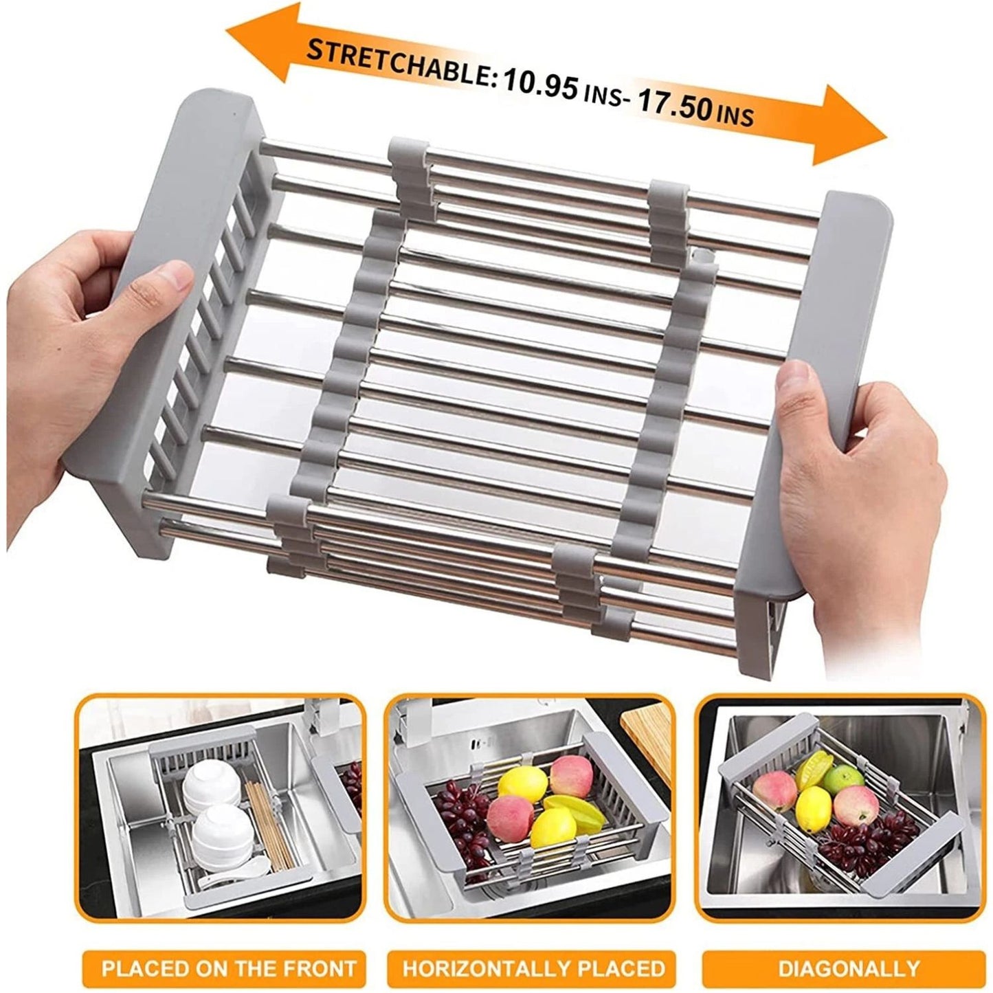 Home Collection Adjustable Stainless Steel Dish Drying Rack