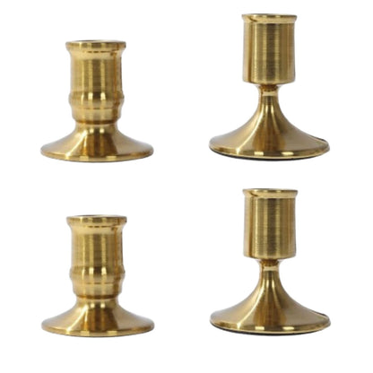Home Collection Gold Vintage Metal Taper Candle Holders Set of 4
