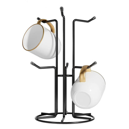 Home Collection Black Metal Mug Tree with 6 Hooks
