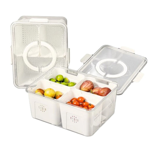 Home Collection  2Pcs 4-Grid Airtight Fruit Storage Containers with Lids