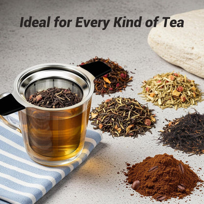 Home Collection Fine Mesh Stainless Steel Tea Infuser with Double Handles Loose Leaf Tea Steeper