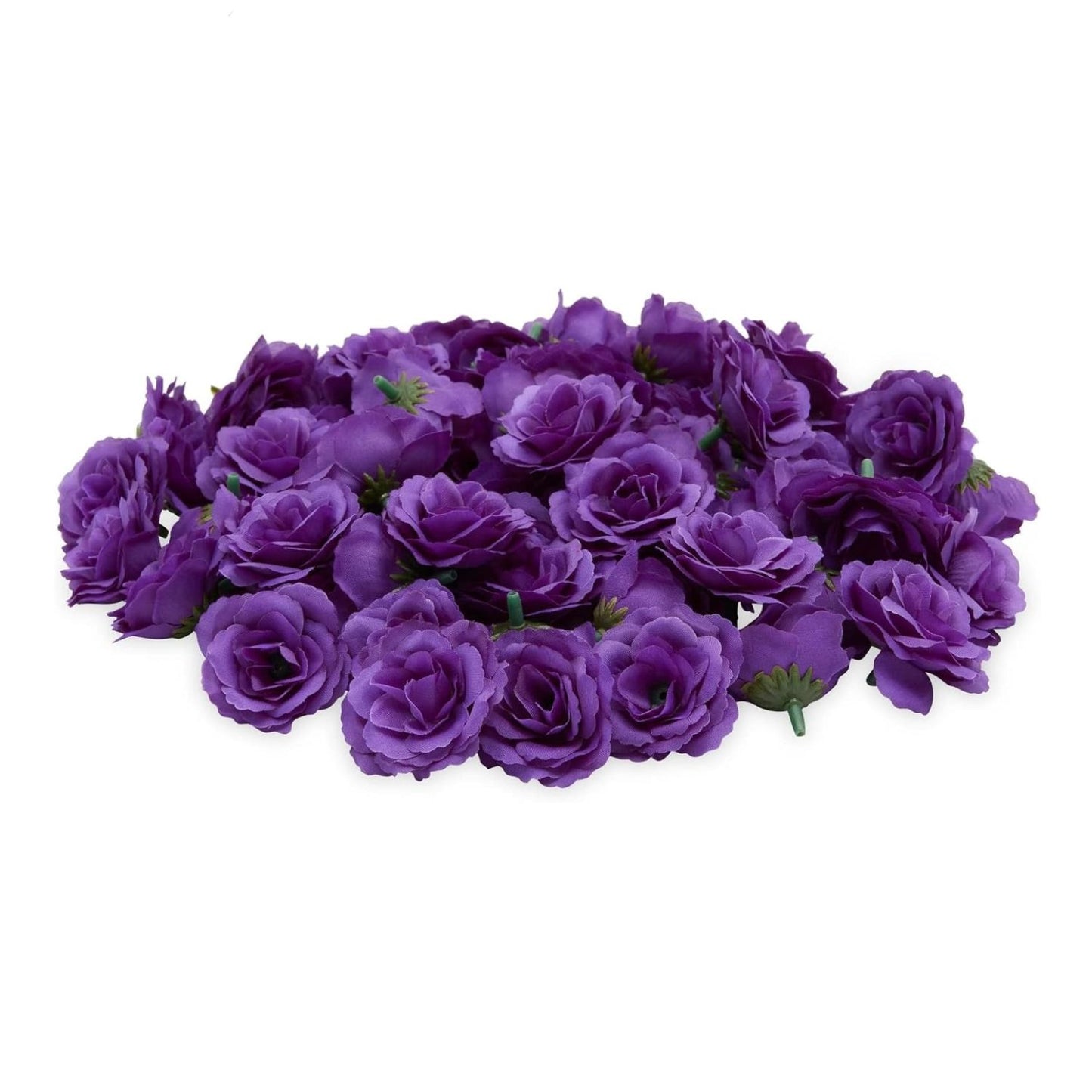 Home Collection Purple Silk Rose Heads Stemless Artificial Flowers