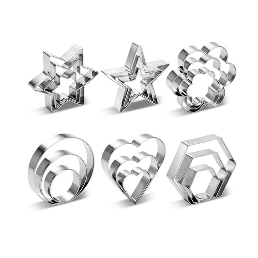 Home Collection Pack of 18 Stainless Steel Cookie Cutter Set Assorted Shapes and Sizes